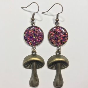 Mushroom earrings OPAL Royal Purple